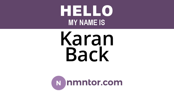 Karan Back