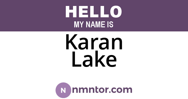 Karan Lake