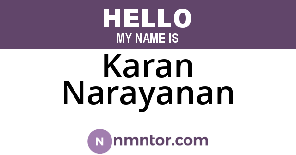Karan Narayanan