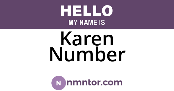 Karen Number