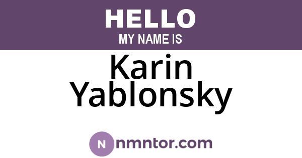 Karin Yablonsky