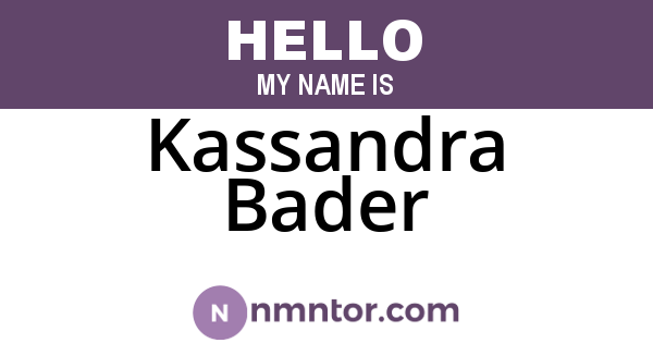 Kassandra Bader