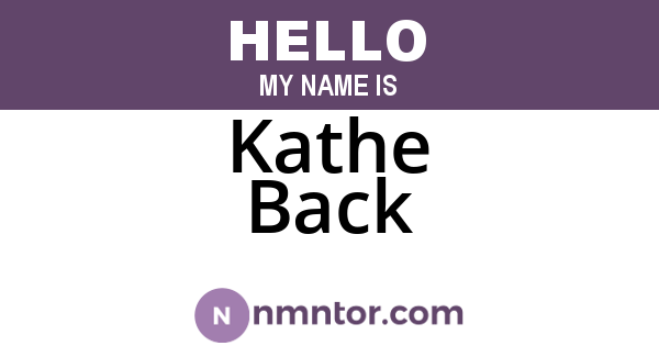 Kathe Back
