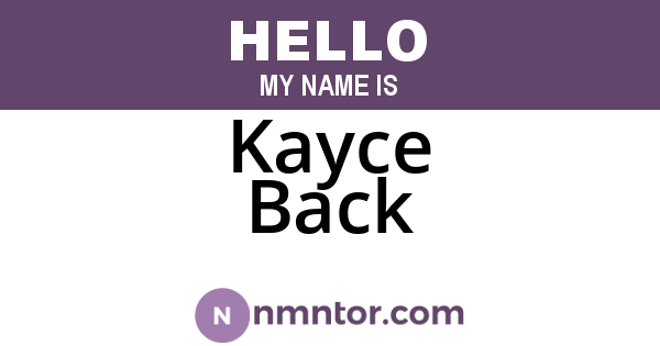 Kayce Back