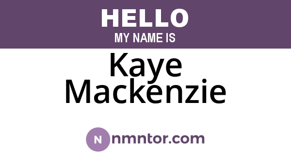 Kaye Mackenzie