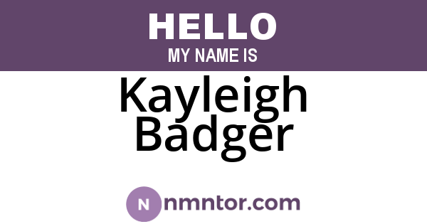 Kayleigh Badger