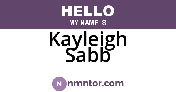Kayleigh Sabb