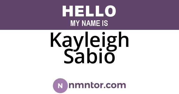 Kayleigh Sabio