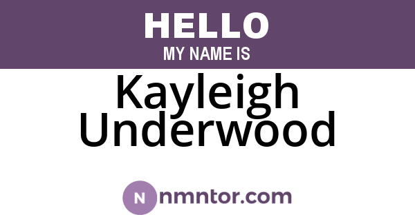Kayleigh Underwood