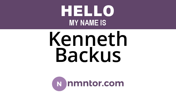 Kenneth Backus