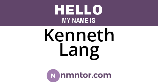Kenneth Lang