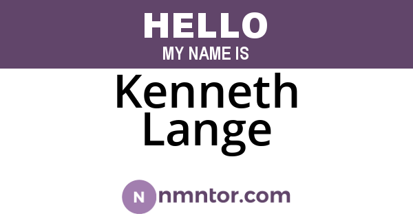 Kenneth Lange