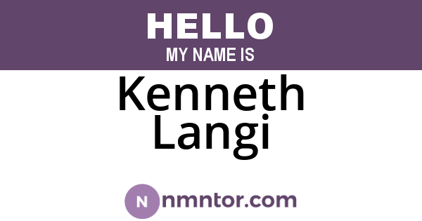 Kenneth Langi