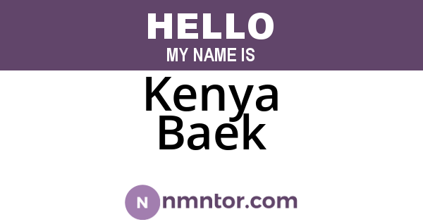 Kenya Baek