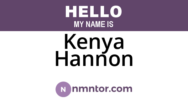 Kenya Hannon