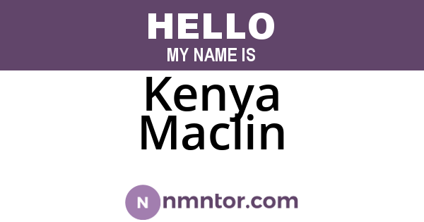 Kenya Maclin