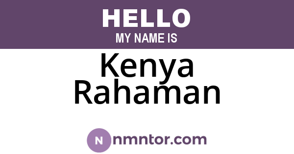 Kenya Rahaman