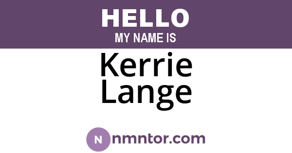 Kerrie Lange