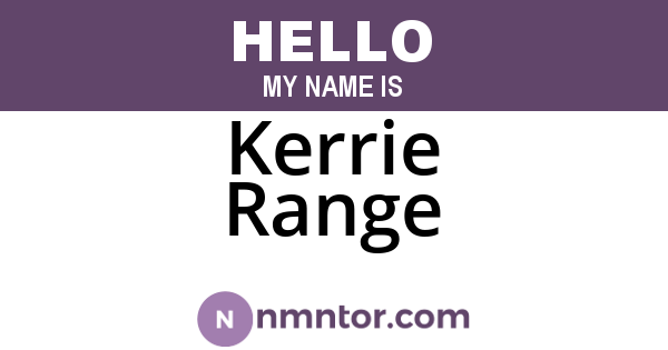 Kerrie Range
