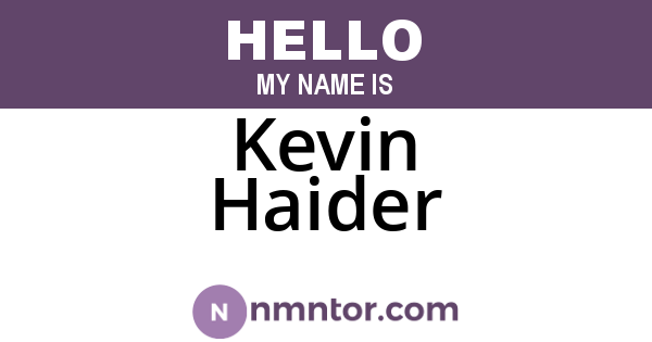 Kevin Haider