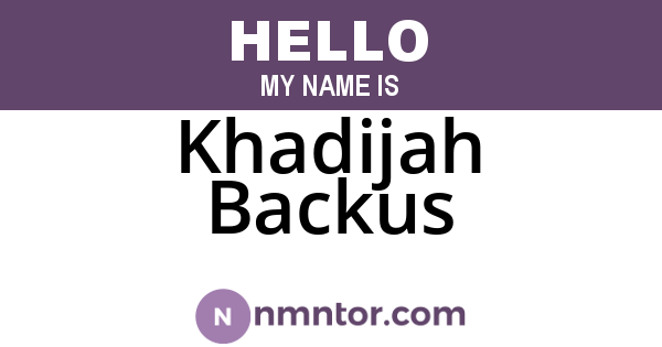 Khadijah Backus