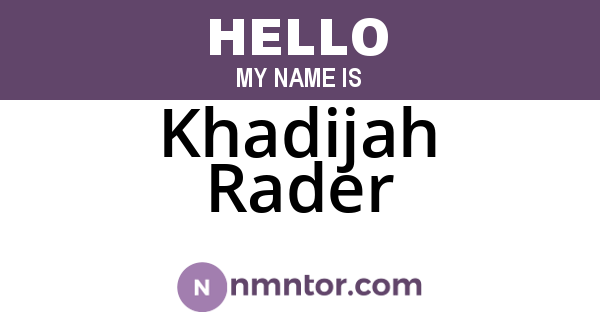 Khadijah Rader