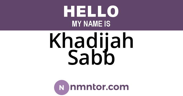 Khadijah Sabb