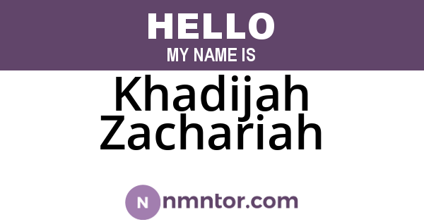 Khadijah Zachariah