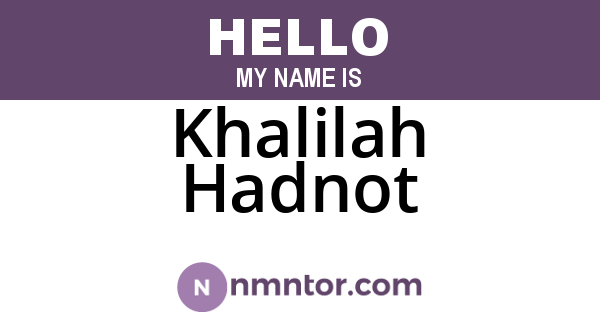 Khalilah Hadnot