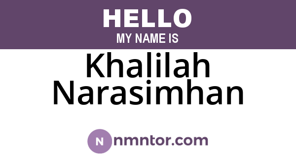 Khalilah Narasimhan