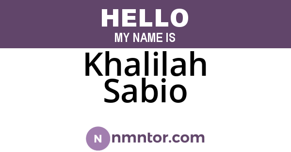 Khalilah Sabio