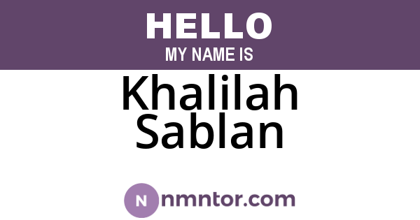 Khalilah Sablan