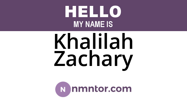 Khalilah Zachary