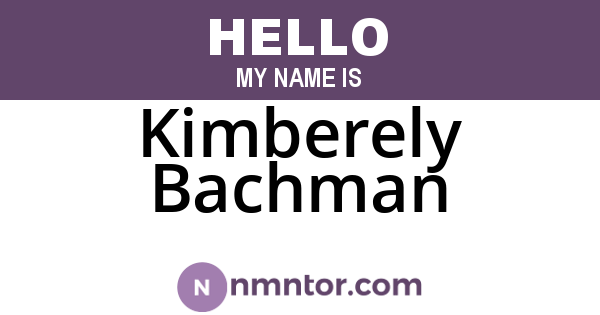 Kimberely Bachman