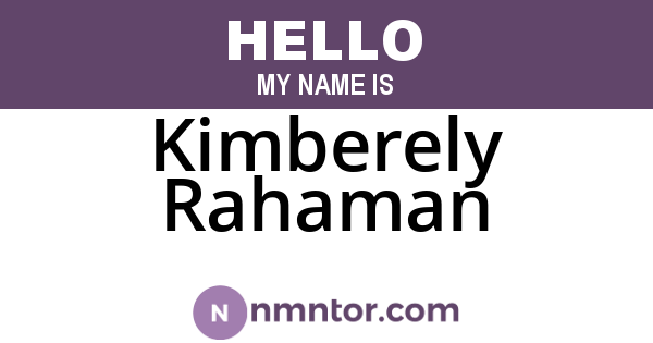 Kimberely Rahaman