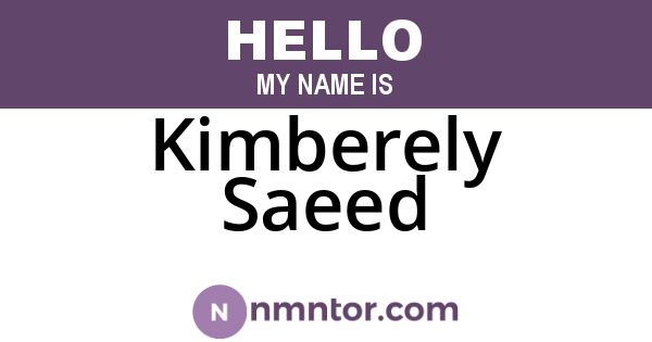 Kimberely Saeed