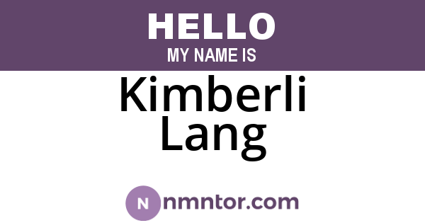 Kimberli Lang