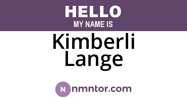 Kimberli Lange