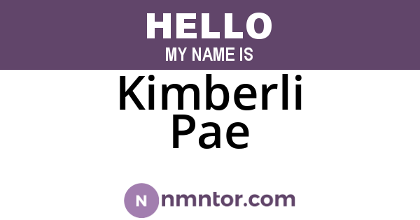 Kimberli Pae