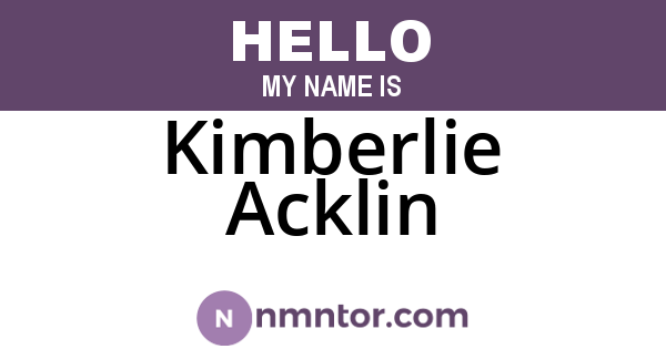 Kimberlie Acklin