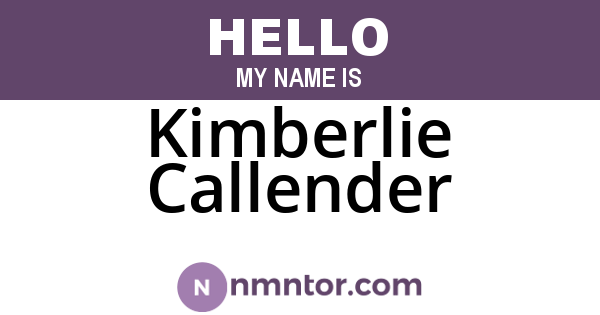 Kimberlie Callender