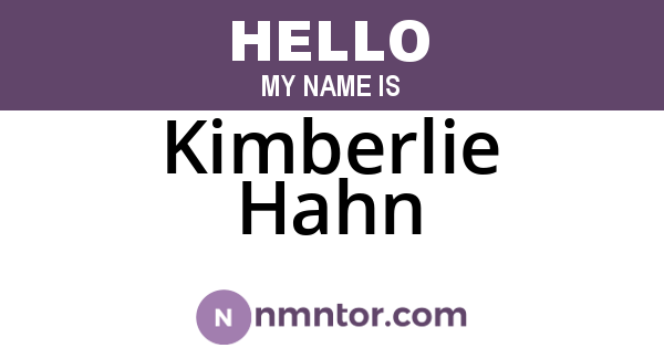 Kimberlie Hahn