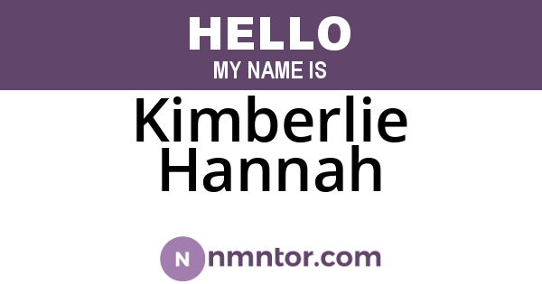 Kimberlie Hannah