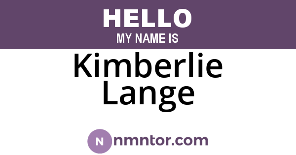 Kimberlie Lange