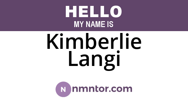 Kimberlie Langi