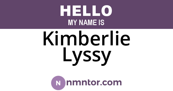 Kimberlie Lyssy