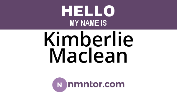 Kimberlie Maclean