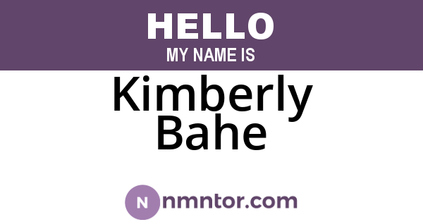Kimberly Bahe