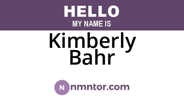 Kimberly Bahr