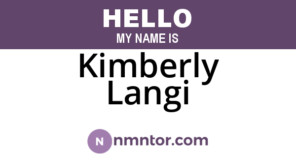 Kimberly Langi
